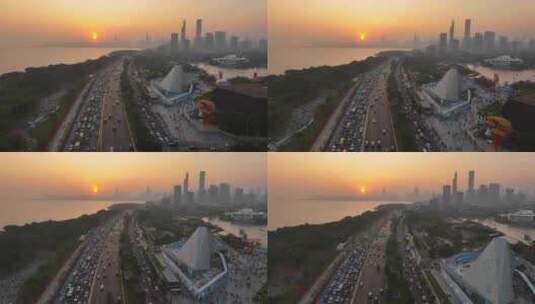 4K航拍深圳滨河大道1高清在线视频素材下载