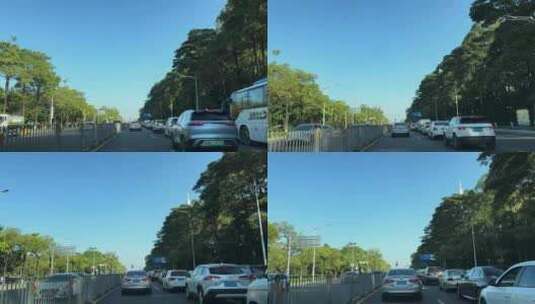 开车行驶在广东高速公路第一视角车窗外风景高清在线视频素材下载