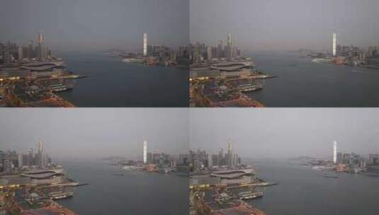 香港CBD维多利亚港航拍空镜高清在线视频素材下载