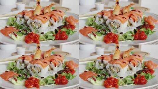 寿司美食特写镜头高清在线视频素材下载