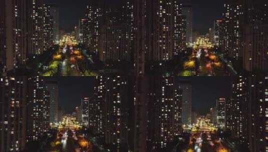 福建省福州市晋安区东二环泰禾广场夜景航拍高清在线视频素材下载