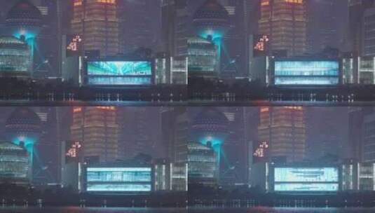 上海浦东美术馆黄浦江夜景高清在线视频素材下载