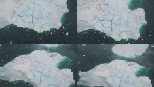 航拍北极融化后的浮冰飘浮在大海高清在线视频素材下载