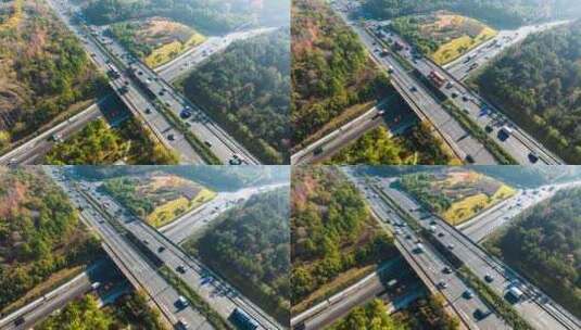 浙江义乌环城南路南门街交通秋色航拍延时高清在线视频素材下载