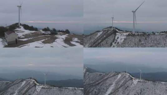 冬季露营湖北九宫山风车山雪山云海高清在线视频素材下载