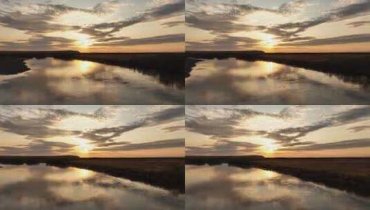 呼伦贝尔自然风光海拉尔河湿地高清在线视频素材下载