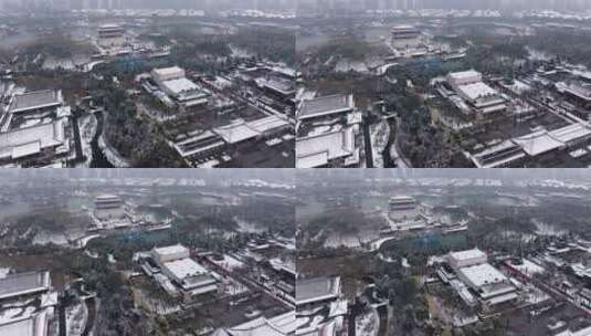 西安大唐芙蓉园雪景高清在线视频素材下载