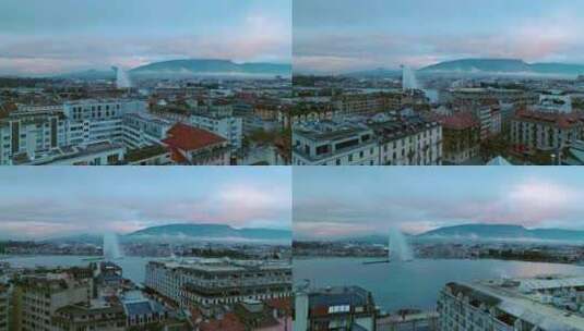 航拍欧洲瑞士城市风光4K高清在线视频素材下载