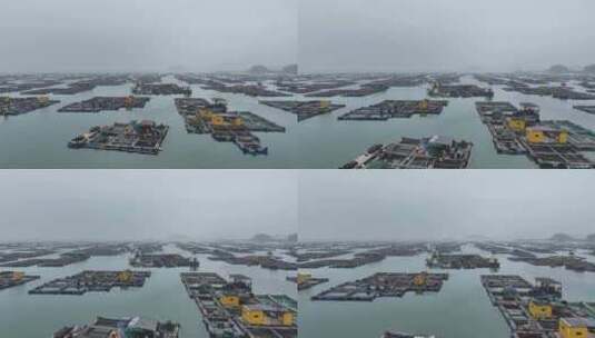 海陵岛鱼排航拍空镜高清在线视频素材下载