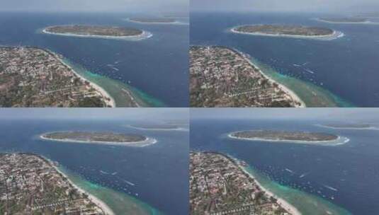 HDR印度尼西亚吉利群岛航拍海岛自然风光高清在线视频素材下载