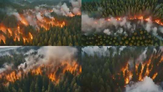 火烧山，森林大火航拍高清在线视频素材下载