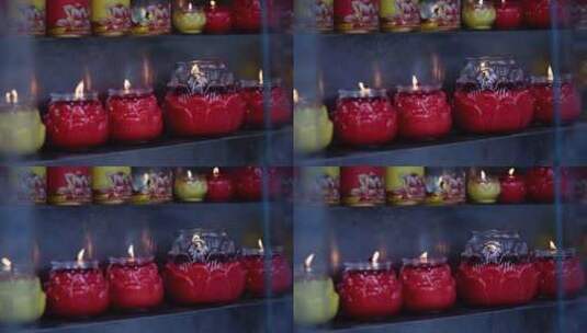 寺院燃烧的蜡烛高清在线视频素材下载
