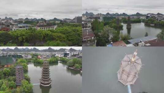 桂林日月塔航拍高清在线视频素材下载