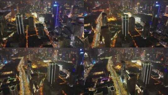 上海黄浦区延安东路夜景航拍延时城市夜晚繁高清在线视频素材下载
