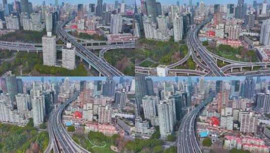 上海黄浦区延安东路立交桥航拍延时城市高楼高清在线视频素材下载
