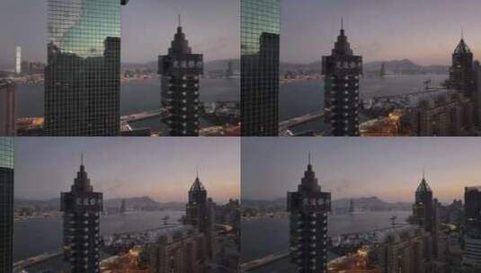 香港CBD傍晚航拍高清在线视频素材下载