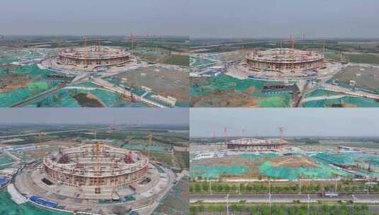 建设中的济南黄河体育中心高清在线视频素材下载