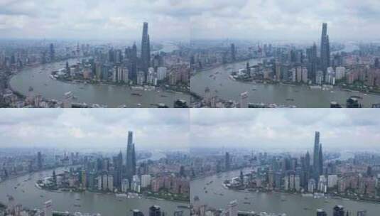 上海外滩黄浦江城市风光航拍【4K延时】高清在线视频素材下载