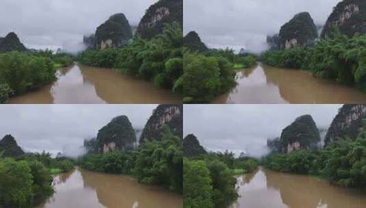 桂林遇龙河洪水来临高清在线视频素材下载