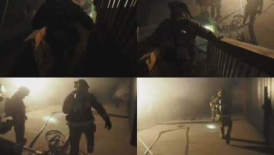 消防员下楼高清在线视频素材下载