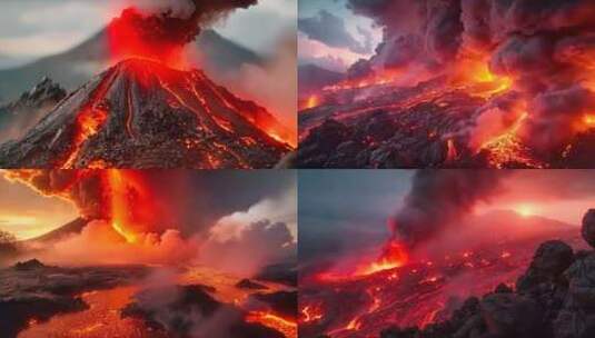 末日活火山爆发喷发岩浆自然灾害ai素材原高清在线视频素材下载