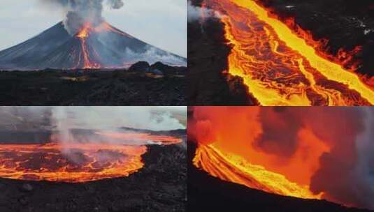 火山喷发 火山岩浆高清在线视频素材下载