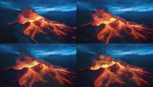 AI火山喷发火山爆发岩浆熔岩末日高清在线视频素材下载