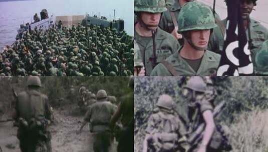 1968年越南战争美军增兵补充兵员登陆艇高清在线视频素材下载