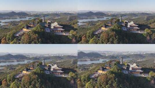 杭州湘湖先照寺希区柯克航拍高清在线视频素材下载