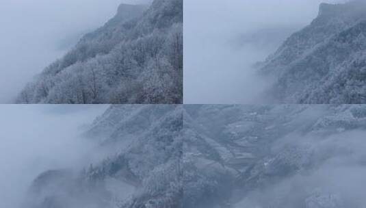 4k湖北宜昌高海拔雾凇山脉绝景仙境航拍高清在线视频素材下载