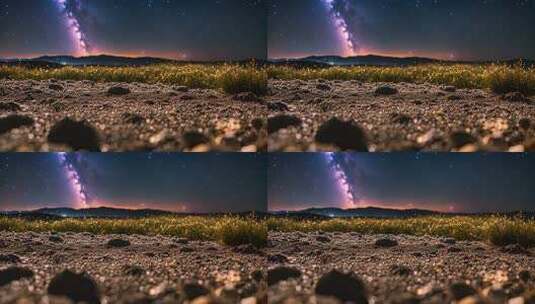 旷野星空夜景近景高清在线视频素材下载