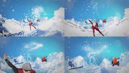 北京冬奥会创意片头模板高清AE视频素材下载