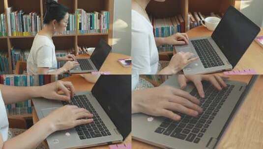 女性居家使用笔记本电脑工作高清在线视频素材下载