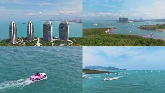 海南三亚凤凰岛航拍旅游海边延时宣传片高清在线视频素材下载