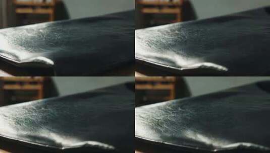 黑色皮革物品特写高清在线视频素材下载
