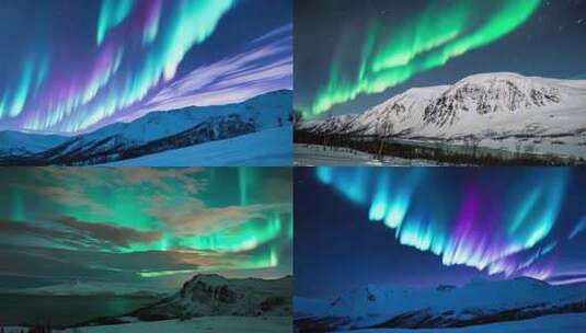 雪山极光自然风光素材高清在线视频素材下载
