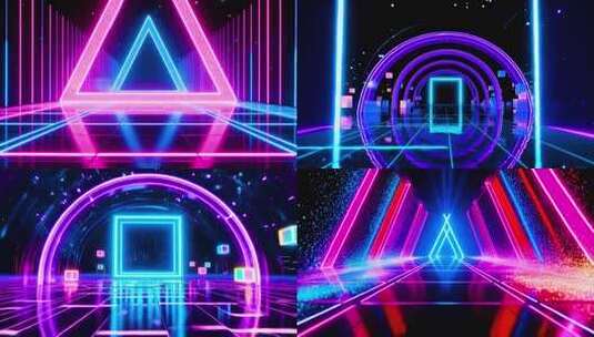 4k霓虹动感炫酷赛博朋克穿梭背景合集高清在线视频素材下载