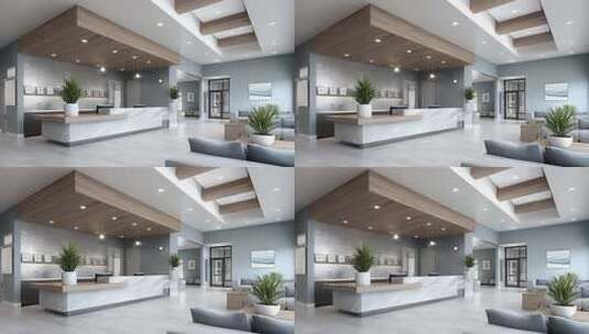 政务服务中心大厅接待区域的现代化设计高清在线视频素材下载