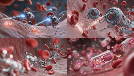 纳米机器人血管巡航医疗高清在线视频素材下载