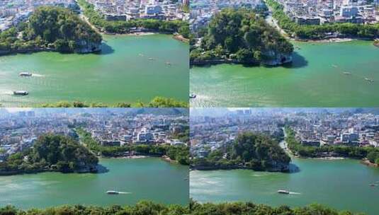 4K广西桂林名山象鼻山景区航拍视频高清在线视频素材下载