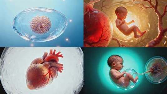 生命孕育过程动画 3D胎儿发育科学展示高清在线视频素材下载