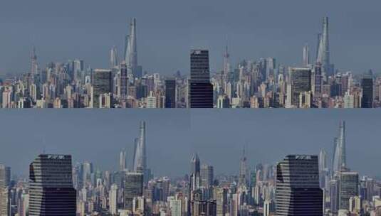 长焦航拍陆家嘴上海中心大厦高清在线视频素材下载