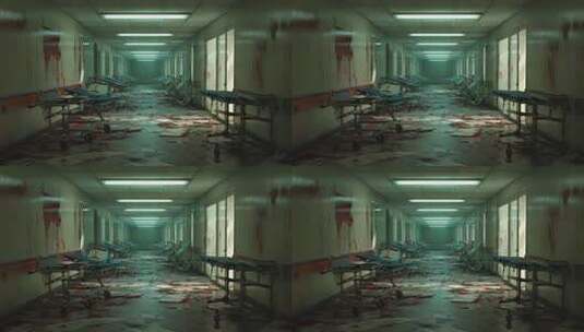 医院走廊血腥混乱场景素材高清在线视频素材下载