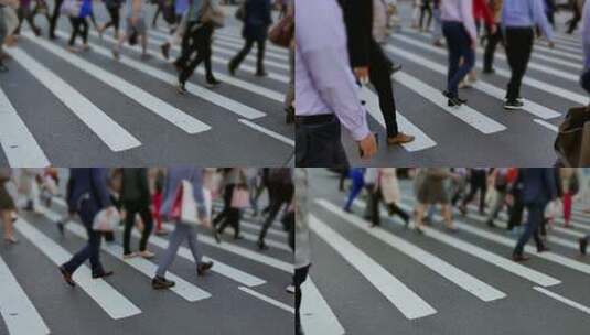 行人通过斑马线场景高清在线视频素材下载