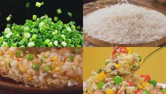 扬州炒饭炒饭颠锅颠勺炒饭中国菜实拍高清在线视频素材下载