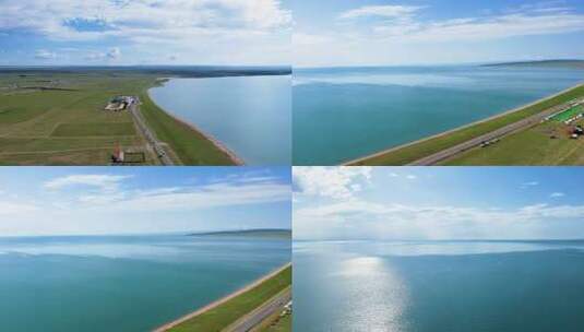 4K青海湖自然风光湖泊湖水航拍视频高清在线视频素材下载