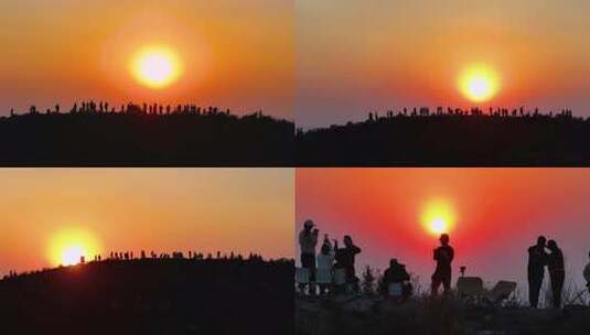 和你一起看日落 追日落 太阳下山有月光高清在线视频素材下载