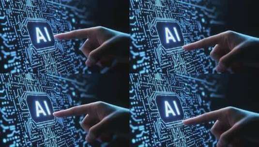 手指点击AI芯片画面高清在线视频素材下载