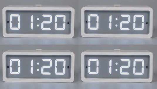 白色液晶数字时钟特写高清在线视频素材下载