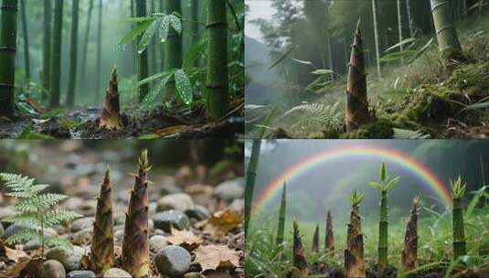 破土而出的竹笋合集高清在线视频素材下载